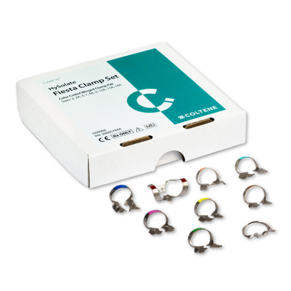 Coltene Hysolate Fiesta Color Coded Dental Dam Clamps Kit and Refills